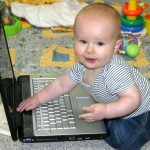 baby using skype, talking to au pair