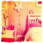 girls bedroom with owl wall sticker